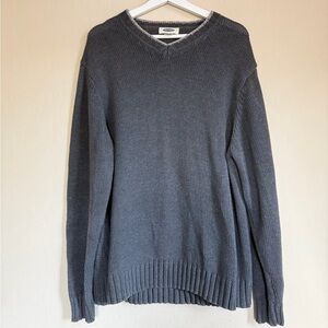 Old Navy Men’s 2002 V Neck Gray Sweater with Light Contrast Trim Academia XL